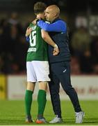 18 August 2017; Sligo Rovers manager Gerard Lyttle with Kieran Sadlier of Cork City after the SSE Airtricity League Premier Division match between Cork City and Sligo Rovers at Turners Cross, in Cork. Photo by Eóin Noonan/Sportsfile