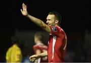 18 August 2017, Conan Byrne of St Patrick's Athletic celebrates after scoring his side's third goal during the SSE Airtricity League Premier Division match between St Patrick's Athletic and Finn Harps at Richmond Park in Dublin. Photo by David Maher/Sportsfile