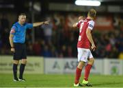18 August 2017; Craig Roddan of Sligo Rovers after being sent off by referee Ray Matthews during the SSE Airtricity League Premier Division match between Cork City and Sligo Rovers at Turners Cross, in Cork. Photo by Eóin Noonan/Sportsfile