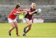 19 August 2017; Barbara Hannon of Galway in action against Doireann O'Sullivan of Cork during the TG4 Ladies Football All-Ireland Senior Championship Quarter-Final match between Cork and Galway at Cusack Park in Westmeath. Photo by Matt Browne/Sportsfile