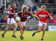 19 August 2017; Megan Glynn of Galway in action against Orla Finn of Cork during the TG4 Ladies Football All-Ireland Senior Championship Quarter-Final match between Cork and Galway at Cusack Park in Westmeath. Photo by Matt Browne/Sportsfile