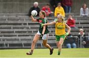 19 August 2017; Grace Kelly of Mayo in action against Treasa Doherty of Donegal during the TG4 Ladies Football All-Ireland Senior Championship Quarter-Final match between Donegal and Mayo at Cusack Park in Westmeath. Photo by Matt Browne/Sportsfile