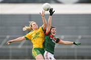 19 August 2017; Karen Guthrie of Donegal in action against Rachel Kearns of Mayo during the TG4 Ladies Football All-Ireland Senior Championship Quarter-Final match between Donegal and Mayo at Cusack Park in Westmeath. Photo by Matt Browne/Sportsfile