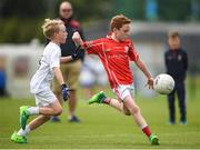 19 August 2017; Shane Dolan from Monaleen, Co Kildare, in action against Neil Vizzard of Kildare during their U10 Gaelic Football match during day 1 of the Aldi Community Games August Festival 2017 at the National Sports Campus in Dublin. Photo by Cody Glenn/Sportsfile
