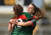 19 August 2017; Doireann Hughes, left, and Amy Dowling of Mayo celebrate after the TG4 Ladies Football All-Ireland Senior Championship Quarter-Final match between Donegal and Mayo at Cusack Park in Westmeath. Photo by Matt Browne/Sportsfile