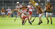 19 August 2017; Eamon McGill of Derry in action against Tommy Walsh, left, and Michael Cody of Kilkenny during the Bord Gáis Energy GAA Hurling All-Ireland U21 Championship Semi-Final match between Kilkenny and Derry at Semple Stadium in Tipperary. Photo by Daire Brennan/Sportsfile