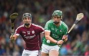 19 August 2017; Sean Finn of Limerick in action against Cian Burke of Galway during the Bord Gáis Energy GAA Hurling All-Ireland U21 Championship Semi-Final match between Galway and Limerick at Semple Stadium in Tipperary. Photo by Daire Brennan/Sportsfile