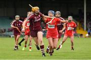 19 August 2017; Sarah Dervan of Galway in action against Orla Cronin of Cork during the All-Ireland Senior Camogie Championship Semi-Final between Cork and Galway at the Gaelic Grounds in Limerick. Photo by Diarmuid Greene/Sportsfile