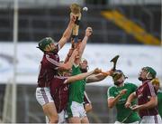 19 August 2017; Ronan Elwood, left, and Dan Nevin of Galway in action against Cian Lynch of Limerick during the Bord Gáis Energy GAA Hurling All-Ireland U21 Championship Semi-Final match between Galway and Limerick at Semple Stadium in Tipperary. Photo by Daire Brennan/Sportsfile