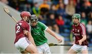 19 August 2017; Barry Murphy of Limerick in action against Declan Cronin, left, and Ian Fox of Galway during the Bord Gáis Energy GAA Hurling All-Ireland U21 Championship Semi-Final match between Galway and Limerick at Semple Stadium in Tipperary. Photo by Piaras Ó Mídheach/Sportsfile