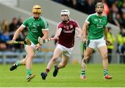 19 August 2017; Tom Morrissey of Limerick, supported by team-mate Seán Finn, right, in action against Jack Coyne of Galway during the Bord Gáis Energy GAA Hurling All-Ireland U21 Championship Semi-Final match between Galway and Limerick at Semple Stadium in Tipperary. Photo by Piaras Ó Mídheach/Sportsfile