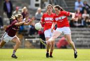 19 August 2017; Aine O'Sullivan of Cork in action against Ainead Burke of Galway during the TG4 Ladies Football All-Ireland Senior Championship Quarter-Final match between Cork and Galway at Cusack Park in Westmeath. Photo by Matt Browne/Sportsfile
