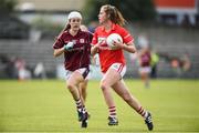 19 August 2017; Maire O'Callaghan of Cork in action against Shauna Hynes of Galway during the TG4 Ladies Football All-Ireland Senior Championship Quarter-Final match between Cork and Galway at Cusack Park in Westmeath. Photo by Matt Browne/Sportsfile