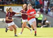 19 August 2017; Ciara O'Sullivan of Cork in action against Sinead Burke of Galway during the TG4 Ladies Football All-Ireland Senior Championship Quarter-Final match between Cork and Galway at Cusack Park in Westmeath. Photo by Matt Browne/Sportsfile