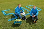 14 May 2012; Colm Cooper and Henry Shefflin announce that any club that collects 500 Lucozade Sports bottle caps in the Club Crusade will win a bottle carrier and will go into a draw to win €5,000. The Club Crusade initiative invites grassroots clubs to sign up and collect Lucozade Sport bottle caps to be in with a chance to win €10,000. For more details visit lucozadesport.ie. In attendance at the announcement are Kerry footballer Colm Cooper, left, and Kilkenny hurler Henry Shefflin. Ballyhale GAA, Ballyhale, Co. Kilkenny. Picture credit: Stephen McCarthy / SPORTSFILE