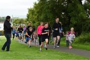 20 August 2017; Parkrun Ireland, in partnership with Vhi, expanded their range of junior events to ten with the introduction of the Oranmore Junior Parkrun on Sunday morning. Junior parkruns are 2km long and cater for 4 to 14 year olds, free of charge providing a fun and safe environment for children to enjoy exercise. To register for a parkrun near you visit www.parkrun.ie. New registrants should select their chosen event as their home location. You will then receive a personal barcode which acts as your free entry to any parkrun event worldwide. Pictured are participants during the Oranmore Junior Parkrun, in partnership with Vhi. Rinville Park, Oranmore, Co Galway. Photo by Diarmuid Greene/Sportsfile