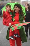 20 August 2017; Mayo supporters James Wall, age 2, with his mother Kathleen Henry from Ballina Co. Mayo prior to the GAA Football All-Ireland Senior Championship Semi-Final match between Kerry and Mayo at Croke Park in Dublin. Photo by Stephen McCarthy/Sportsfile
