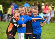 20 August 2017; Parkrun Ireland, in partnership with Vhi, expanded their range of junior events to ten with the introduction of the Oranmore Junior Parkrun on Sunday morning. Junior parkruns are 2km long and cater for 4 to 14 year olds, free of charge providing a fun and safe environment for children to enjoy exercise. To register for a parkrun near you visit www.parkrun.ie. New registrants should select their chosen event as their home location. You will then receive a personal barcode which acts as your free entry to any parkrun event worldwide. Pictured at the Oranmore Junior Parkrun, in partnnership with Vhi are brothers Darragh Kyne and Ciaran Kyne, (wearing black) and twin brothers Joe Daly and Harry Daly, aged 5, (wearing blue) all from Killimordaly, Co Galway. Rinville Park, Oranmore, Co Galway. Photo by Diarmuid Greene/Sportsfile