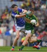 20 August 2017; Diarmuid O'Connor of Kerry in action against Oisin Kiernan of Cavan during the Electric Ireland GAA Football All-Ireland Minor Championship Semi-Final match between Cavan and Kerry at Croke Park in Dublin. Photo by Ray McManus/Sportsfile