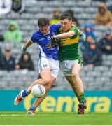 20 August 2017; Oisin Pierson of Cavan in action against Sean O'Leary of Kerry during the Electric Ireland GAA Football All-Ireland Minor Championship Semi-Final match between Cavan and Kerry at Croke Park in Dublin.   Photo by Ray McManus/Sportsfile
