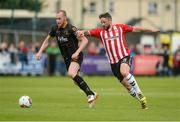 20 August 2017; Chris Shields of Dundalk in action against Rory Patterson of Derry City during the SSE Airtricity League Premier Division match between Derry City and Dundalk at Maginn Park in Buncrana, Co Donegal. Photo by Oliver McVeigh/Sportsfile