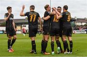 20 August 2017; Robbie Benson of Dundalk celebrates with his team mates after scoring his sides first goal during the SSE Airtricity League Premier Division match between Derry City and Dundalk at Maginn Park in Buncrana, Co Donegal. Photo by Oliver McVeigh/Sportsfile