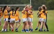 20 August 2017; Players from the Sheelin Co Cavan U14 Girls Gaelic Football team celebrate following a win against KCK, Co Waterford, during day 2 of the Aldi Community Games August Festival 2017 at the National Sports Campus in Dublin. Photo by Cody Glenn/Sportsfile