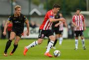 20 August 2017; Dean Jarvis of Derry City in action against John Mountney of Dundalk during the SSE Airtricity League Premier Division match between Derry City and Dundalk at Maginn Park in Buncrana, Co Donegal. Photo by Oliver McVeigh/Sportsfile