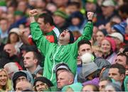 20 August 2017; A Mayo supporeter celebrates a score during the GAA Football All-Ireland Senior Championship Semi-Final match between Kerry and Mayo at Croke Park in Dublin. Photo by Stephen McCarthy/Sportsfile