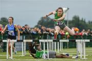 20 August 2017; Ella McDaid of Manorhamilton, Co Leitrim, centre, on her way to winning the Girls U14 and O12 80m Hurdles Final during day 2 of the Aldi Community Games August Festival 2017 at the National Sports Campus in Dublin. Photo by Sam Barnes/Sportsfile