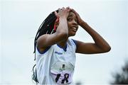 20 August 2017; Helen Ikpotokin of Portarlington, Co Laois, celebrates after winning the Girls U14 and O12 100m final during day 2 of the Aldi Community Games August Festival 2017 at the National Sports Campus in Dublin. Photo by Sam Barnes/Sportsfile