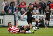 20 August 2017; Michael Duffy of Dundalk in action against Josef Dolny of Derry City during the SSE Airtricity League Premier Division match between Derry City and Dundalk at Maginn Park in Buncrana, Co Donegal. Photo by Oliver McVeigh/Sportsfile