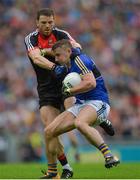 20 August 2017; James O'Donoghue of Kerry in action against Chris Barrett of Mayo during the GAA Football All-Ireland Senior Championship Semi-Final match between Kerry and Mayo at Croke Park in Dublin. Photo by Piaras Ó Mídheach/Sportsfile