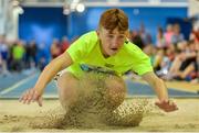 20 August 2017; Eoin Kennedy of Glenmore-Tullogher-Rosbercon, Co Kilkenny, competing in the Boys U14 and O12 Long Jump event during day 2 of the Aldi Community Games August Festival 2017 at the National Sports Campus in Dublin. Photo by Sam Barnes/Sportsfile