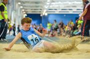 20 August 2017; Shane Patterson of Malahide, Co Dublin, competing in the Boys U14 and O12 Long Jump event during day 2 of the Aldi Community Games August Festival 2017 at the National Sports Campus in Dublin. Photo by Sam Barnes/Sportsfile