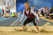 20 August 2017; Kate Boyle of Beechpark-Coosan, Co Westmeath, competing in the Girls U14 and O12 Long Jump event during day 2 of the Aldi Community Games August Festival 2017 at the National Sports Campus in Dublin. Photo by Sam Barnes/Sportsfile