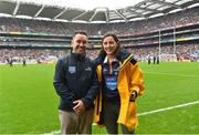20 August 2017; Gareth Morrisson, Lifesaving Manager, RNLI, and Dublin and Skerries Harp footballer Lyndsey Davey at the All-Ireland Senior Football Semi-final match between Mayo and Kerry at Croke Park in Dublin. Photo by Ramsey Cardy/Sportsfile