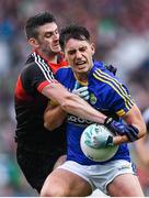 20 August 2017; Jack Savage of Kerry in action against Brendan Harrison of Mayo during the GAA Football All-Ireland Senior Championship Semi-Final match between Kerry and Mayo at Croke Park in Dublin. Photo by Stephen McCarthy/Sportsfile