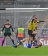 20 August 2017; Referee Maurice Deegan trips over Darran O'Sullivan of Kerry during the GAA Football All-Ireland Senior Championship Semi-Final match between Kerry and Mayo at Croke Park in Dublin. Photo by Piaras Ó Mídheach/Sportsfile