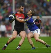 20 August 2017; Seamus O'Shea of Mayo in action against Stephen O'Brien of Kerry during the GAA Football All-Ireland Senior Championship Semi-Final match between Kerry and Mayo at Croke Park in Dublin. Photo by Ray McManus/Sportsfile