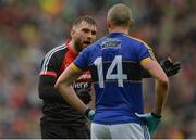 20 August 2017; Aidan O'Shea of Mayo in conversation with Kieran Donaghy of Kerry during the GAA Football All-Ireland Senior Championship Semi-Final match between Kerry and Mayo at Croke Park in Dublin. Photo by Piaras Ó Mídheach/Sportsfile