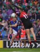 20 August 2017; Aidan O'Shea of Mayo blocks a shot from the Kerry corner back Shane Enright during the GAA Football All-Ireland Senior Championship Semi-Final match between Kerry and Mayo at Croke Park in Dublin. Photo by Ray McManus/Sportsfile