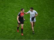 20 August 2017; Andy Moran of Mayo and Paul Geaney of Kerry talk to each other after the GAA Football All-Ireland Senior Championship Semi-Final match between Kerry and Mayo at Croke Park in Dublin. Photo by Daire Brennan/Sportsfile