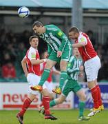 18 May 2012; Jason Byrne, Bray Wanderers, in action against Kenny Browne, St Patrick's Athletic. Airtricity League Premier Division, Bray Wanderers v St Patrick's Athletic, Carlisle Grounds, Bray, Co. Wicklow. Picture credit: Matt Browne / SPORTSFILE