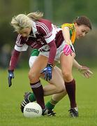 19 May 2012; Aileen Martin, Westmeath, in action against Erin Farrell, Leitrim. Bord Gáis Energy Ladies National Football League, Division 3 Final Replay, Westmeath v Leitrim, Emmet Park, Killoe, Co. Longford. Photo by Sportsfile