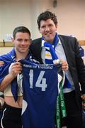 19 May 2012; Leinster's Fergus McFadden, left, and Shane Horgan celebrate in the dressing room after the game. Heineken Cup Final, Leinster v Ulster, Twickenham Stadium, Twickenham, England. Picture credit: Stephen McCarthy / SPORTSFILE