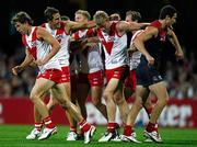 19 May 2012; Tommy Walsh is congratulated by team-mates after kicking his first AFL goal for Sydney Swans. AFL Round 8, Sydney Swans v Melbourne Demons, SCG, Sydney. Picture credit: Craig Golding / SPORTSFILE