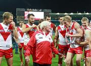 19 May 2012; Tommy Walsh, second from right, Sydney Swans, and his team-mates celebrate after the game. AFL Round 8, Sydney Swans v Melbourne Demons, SCG, Sydney. Picture credit: Craig Golding / SPORTSFILE