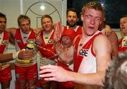 19 May 2012; Tommy Walsh, Sydney Swans, celebrates with team-mates in the sheds after the game. AFL Round 8, Sydney Swans v Melbourne Demons, SCG, Sydney. Picture credit: Craig Golding / SPORTSFILE