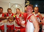 19 May 2012; Tommy Walsh, Sydney Swans, celebrates with team-mates in the sheds after the game. AFL Round 8, Sydney Swans v Melbourne Demons, SCG, Sydney. Picture credit: Craig Golding / SPORTSFILE